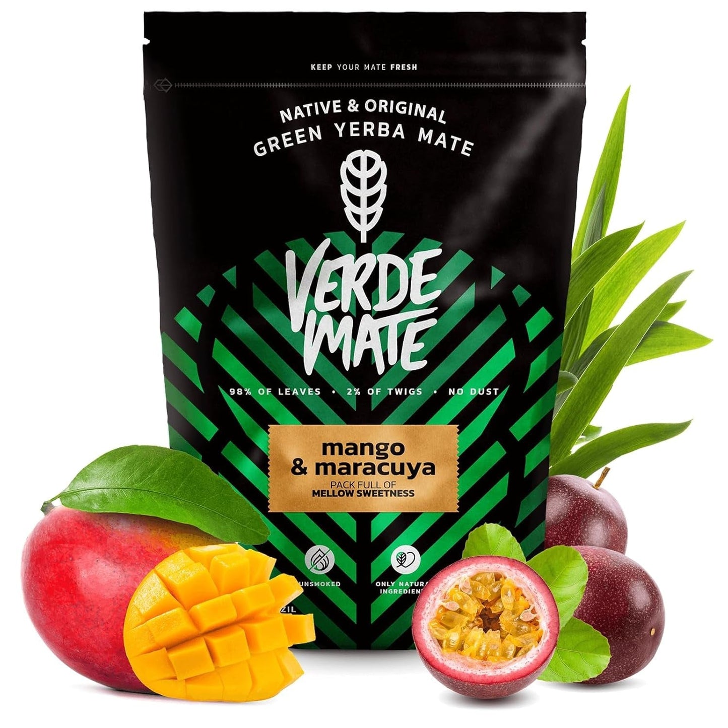 Green Mate Zielone Mango i Marakuja 0,5Kg | Herbata owocowa Mate | Egzotyczny smak herbaty Mate Moc chłodzenia | Naturalna stymulacja | Herbata Mate z Brazylii | 500 gr