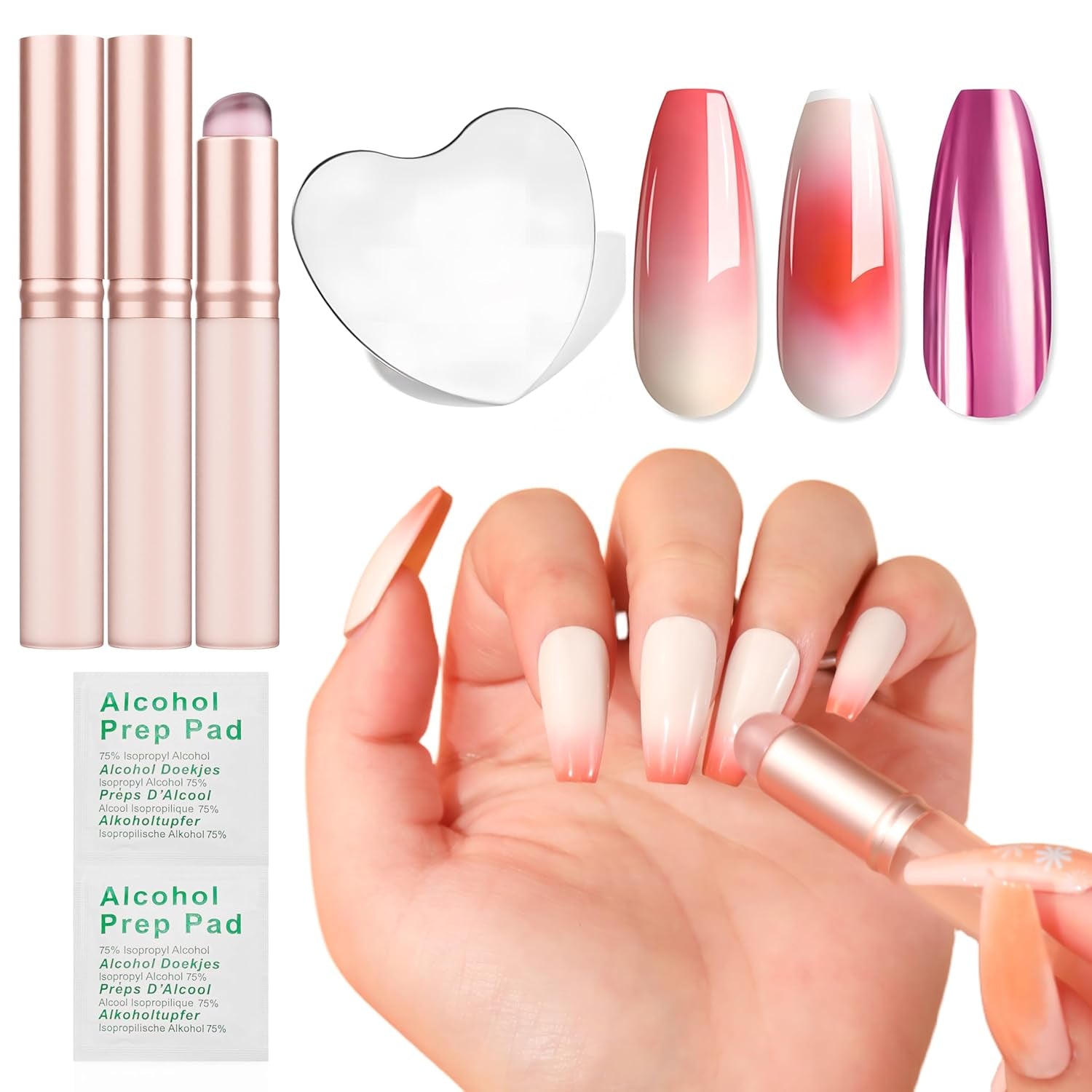 Aokitec 14 Stück Silikon Tool Nägel Pinsel Für Gel Naillac UV, Wiederwendbare Gel Pinsel Für UV Nailack Chrome Nail Powder, Nail Art Zubehör Für Ombre Blush Mirror Effekt, Nägel Selber Machen