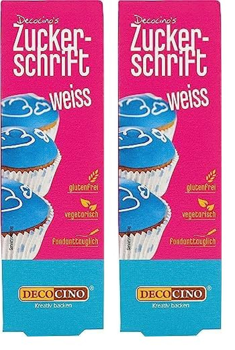 Napis Decocino Red Sugar - Napis do barwienia żywności - Praktyczna tuba do etykietowania kremówki i lukru - Ozdoby do pieczenia ciast, ciast i babeczek! (zestaw 2 szt.)