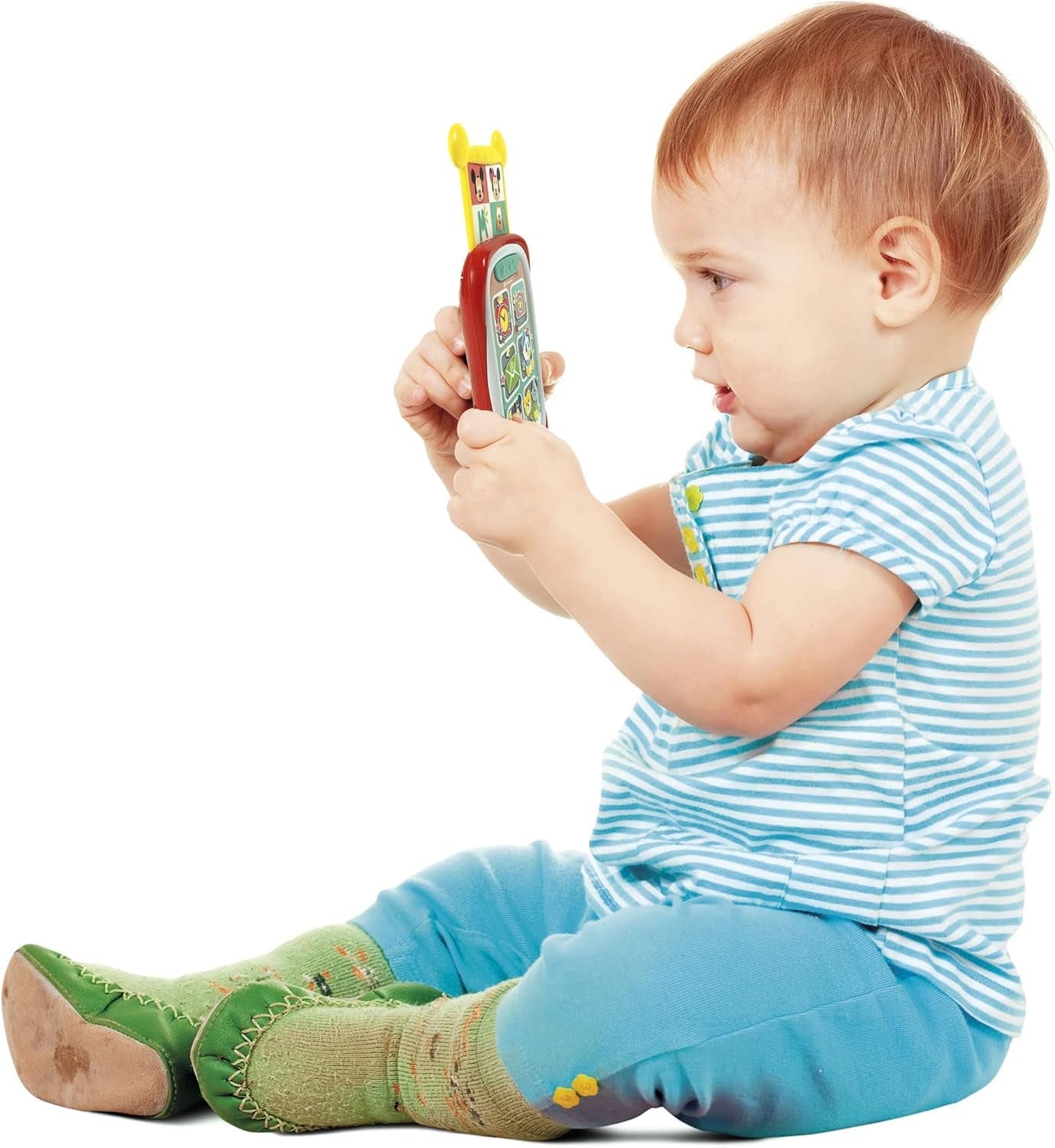 Clementoni 17711 Disney Baby Baby Mickey Smartphone, Dziecięcy telefon komórkowy z efektami świetlnymi i dźwiękowymi, Interaktywna zabawka dla dzieci 9-36 miesięcy, M, Wielokolorowe Bebe Toys Naty Shop