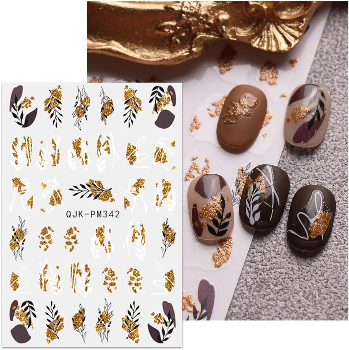 JMEOWIO Nagelsticker Blumen Glitzer 9 Blatt Nail Art Naklejka Selbstklebend Nagelaufkleber Frühling Sommer Blumen Dekoration Nageldesign Zubehör