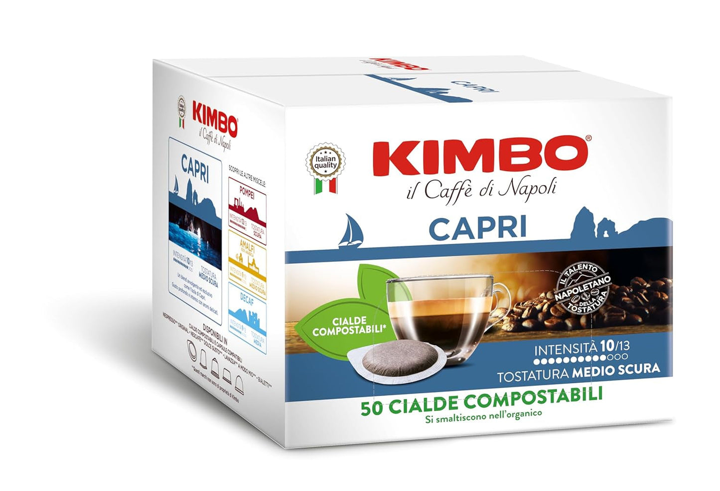 , Le Meraviglie del Gusto Capri, 50 Kaffeepads, Tiefer und Intensiver Gesmack, Intensität 10/13, Mittel-dunkle Röstung, 1 opakowanie z 50 kapsułkami