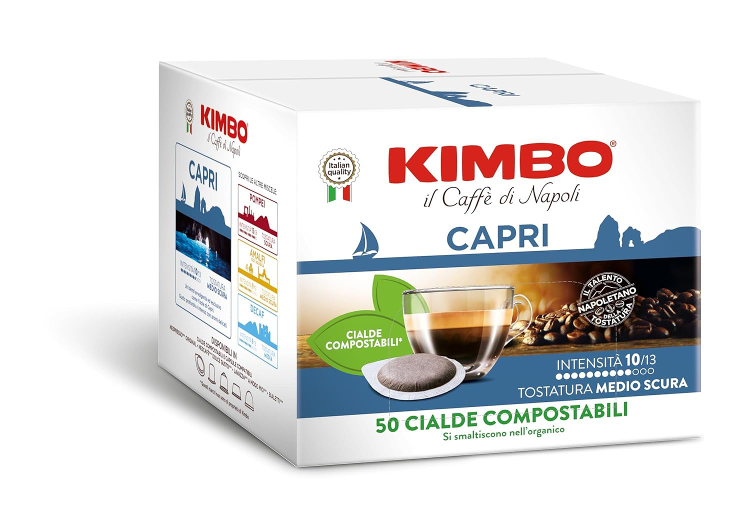 , Le Meraviglie del Gusto Capri, 50 Kaffeepads, Tiefer und Intensiver Gesmack, Intensität 10/13, Mittel-dunkle Röstung, 1 opakowanie z 50 kapsułkami