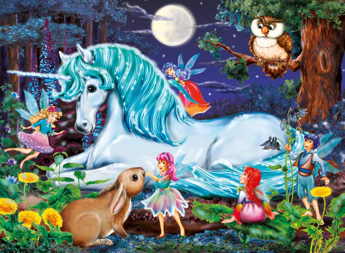 Puzzle dla dzieci Ravensburger - 10793 W zaczarowanym lesie - Puzzle Jednorożec dla dzieci od 6 lat, zawierające 100 elementów w formacie XXL Puzzle Naty Shop