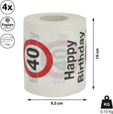 Zestaw 4 papierów toaletowych „Wszystkiego najlepszego z okazji 40. urodzin” │40. urodziny 24 metry 2-tkaniny 180Gr/m2 │ Papier toaletowy z motywem papieru toaletowego (4 X papier toaletowy 40)