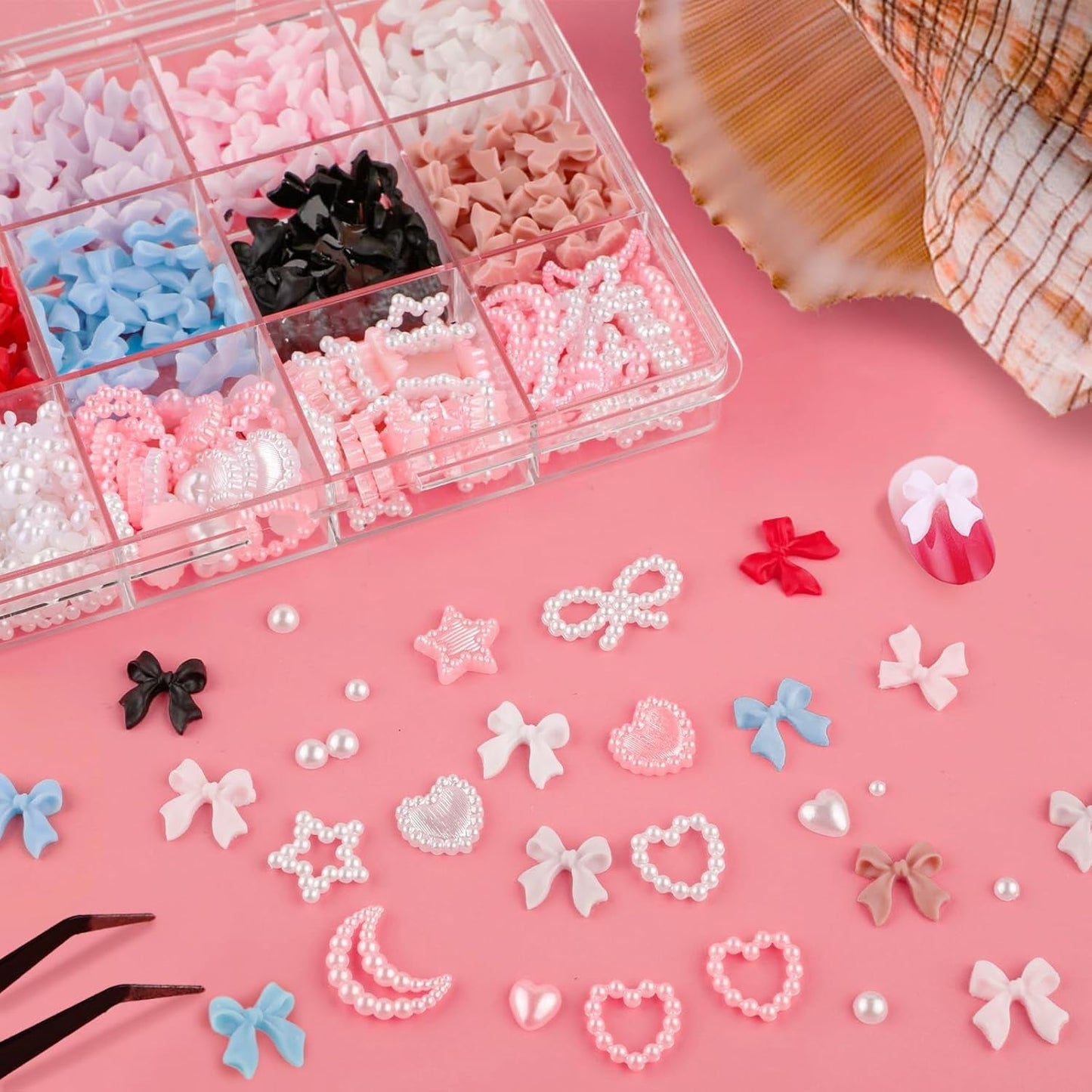 500 szt. 3D Nägel Charm Schleifen Charms Nägel Nail Art Charms Schleife Nagel Charms Nägel Nail Art Schleifen Nageldekorationen Mit Aufnahmewerkzeug Für Frauen Und Mädchen Nagel-Diy-Zubehör