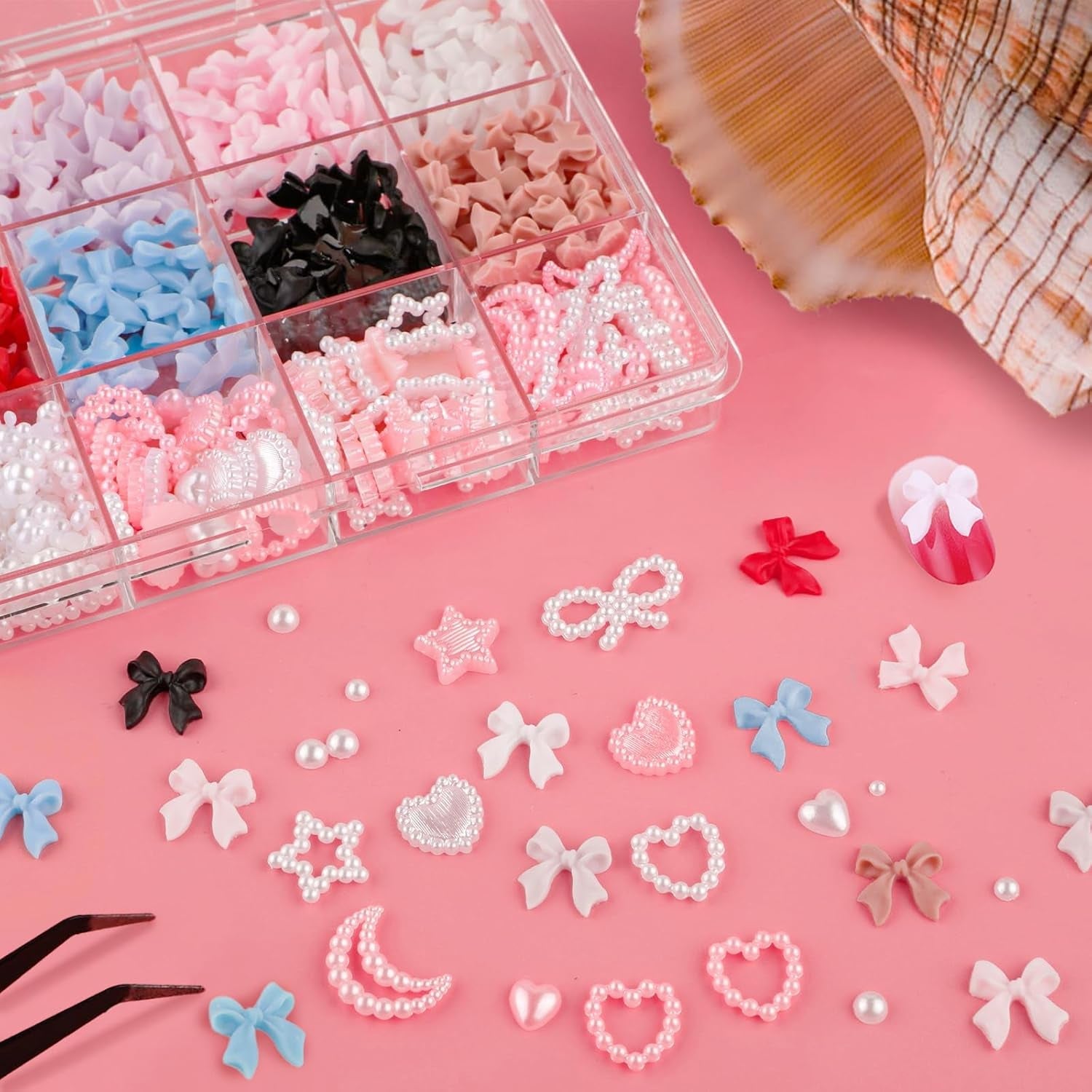 500 szt. 3D Nägel Charm Schleifen Charms Nägel Nail Art Charms Schleife Nagel Charms Nägel Nail Art Schleifen Nageldekorationen Mit Aufnahmewerkzeug Für Frauen Und Mädchen Nagel-Diy-Zubehör