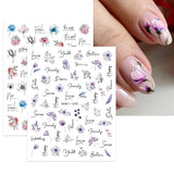 JMEOWIO Nagelsticker Frühling Blumen 10 Blatt Nail Art Naklejka Selbstklebend Nagelaufkleber Buntes Sommer Blumen Dekoration Nageldesign Zubehör
