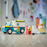 LEGO City Karetka i snowboardzista, zestaw karetki pogotowia z samochodzikiem i 2 minifigurkami, figurka snowboardzisty i ratownika medycznego, pomysłowy prezent dla chłopców i dziewcząt od 4 lat 60403 Zestawy do budowania Besuche den LEGO-Store