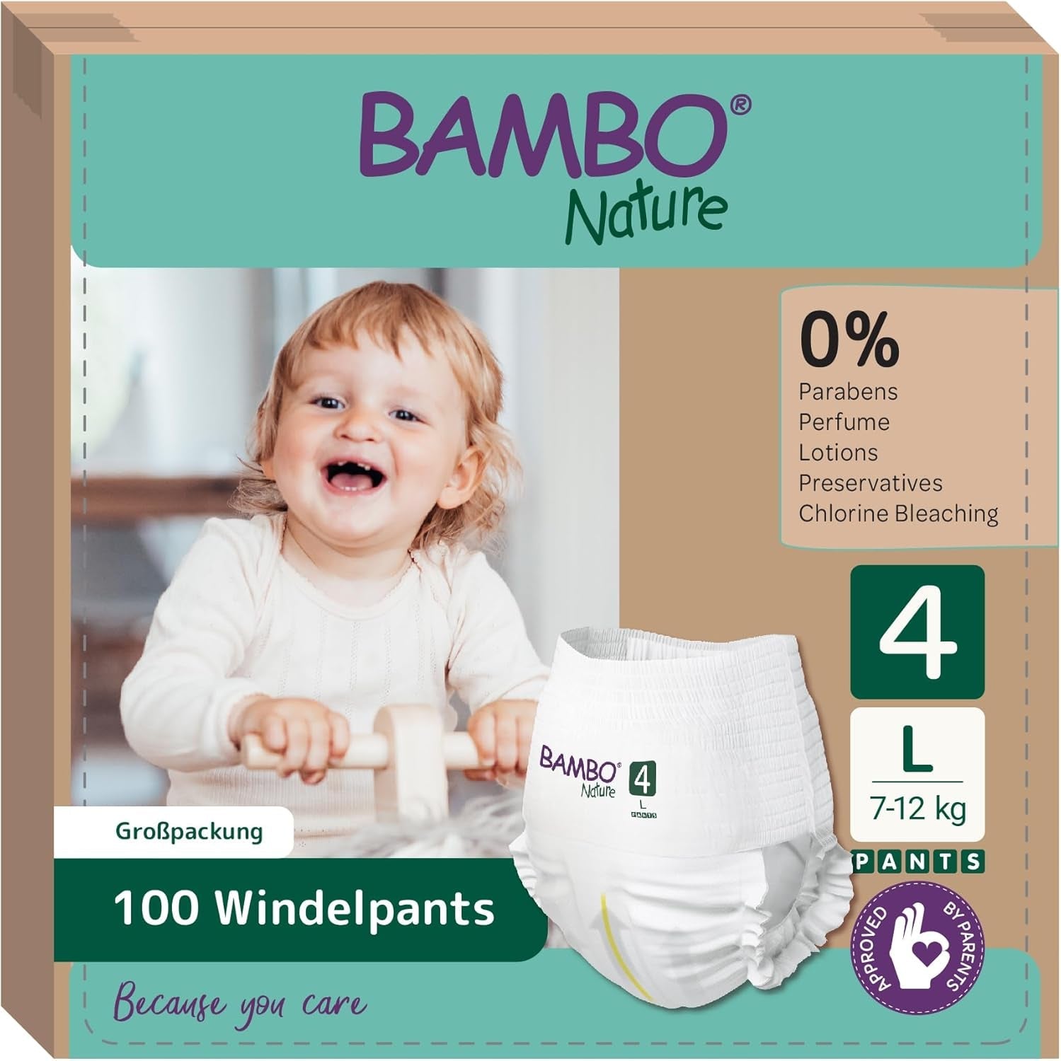 Pieluszki dla niemowląt Bambo Nature, rozmiar 6 (15+ kg) - opakowanie miesięczne 90 szt. | Pieluchy dla niemowląt z ulepszoną ochroną przed wyciekami | Maksymalny komfort i swoboda dla aktywnych dzieci | Pieluszki testowane dermatologicznie