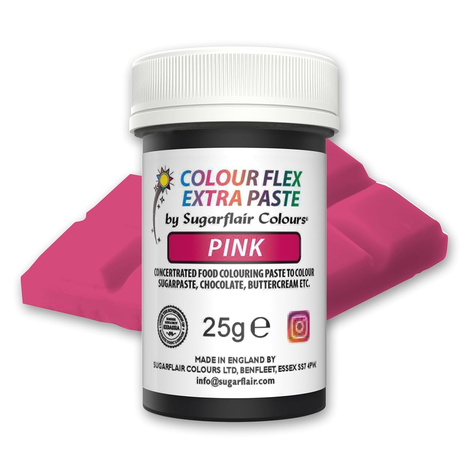 Barwnik spożywczy Sugarflair Colourflex Extra Pink Paste - Jadalny barwnik spożywczy do śmietany, czekolady, pasty cukrowej, lukru, kremówki, mieszanek do ciast, ciast i nie tylko - 25g