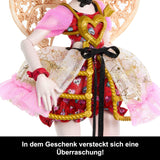 Straszna lalka Monster High Sweet Birthday Cupid Asteria w różowej i czerwonej sukience imprezowej z akcesoriami tematycznymi, takimi jak zaproszenie, balon, prezent i nie tylko, JBG77