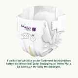 Pieluszki dziecięce Bambo Nature, rozmiar 1 (2-4 kg), 132 sztuki w pudełku miesięcznym | Pieluszki Premium ze zwiększoną ochroną przed wyciekami | Najwyższy komfort i swoboda dla noworodków | Pieluszki testowane dermatologicznie