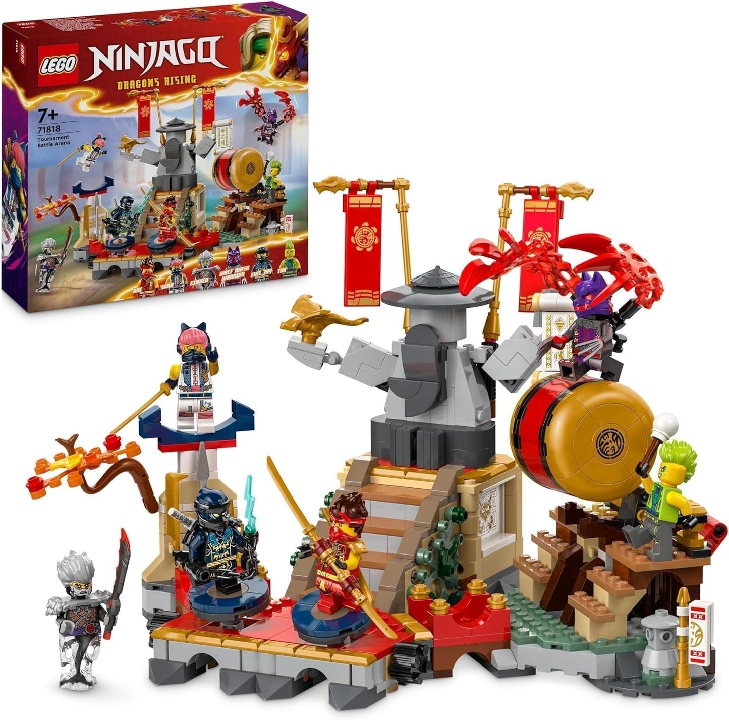 LEGO NINJAGO Arena turniejowa Zabawka przygodowa dla dzieci 6 minifigurek Kolekcja zestawu Ninja Zestaw do budowania Prezent urodzinowy dla chłopców i dziewcząt w wieku 7 lat 71818 Zestawy do budowania Besuche den LEGO-Store Default Title