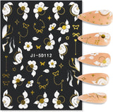 5D Geprägte Blume Nagelsticker Nagelfolie Selbstklebend Acryl Geschnitzte Blumen Nagelaufkleber Schmetterling Naklejka na paznokcie Blütenblätter Nageldesign Aufkleber Nägel Zubehör Kwiatowe naklejki na paznokcie
