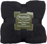 Brentfords Teddy-Fleece-Decke, Großer Ãœberwurf Ãœber Dem Bett, PlÃ¼sch, Superweich, Warm, FÃ¼r Sofa, Bett, Tagesdecke, Schwarz – 150 x 200 cm
