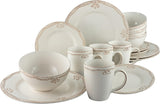 CreaTable, 23601, seria Romantic Vintage, 16-częściowy zestaw naczyń obiadowych dla 4 osób, usługa łączenia porcelany, można myć w zmywarce i używać w kuchence mikrofalowej, jakość produkcji