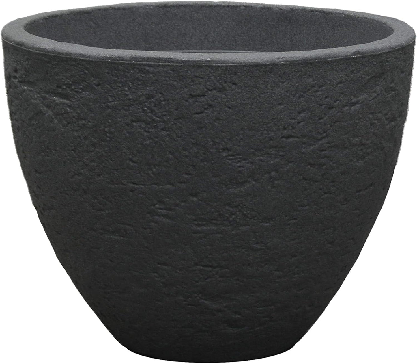 Dehner Doniczka kamienna, Ø 40 cm, wysokość ok. 31 cm, tworzywo sztuczne, kolor antracytowy