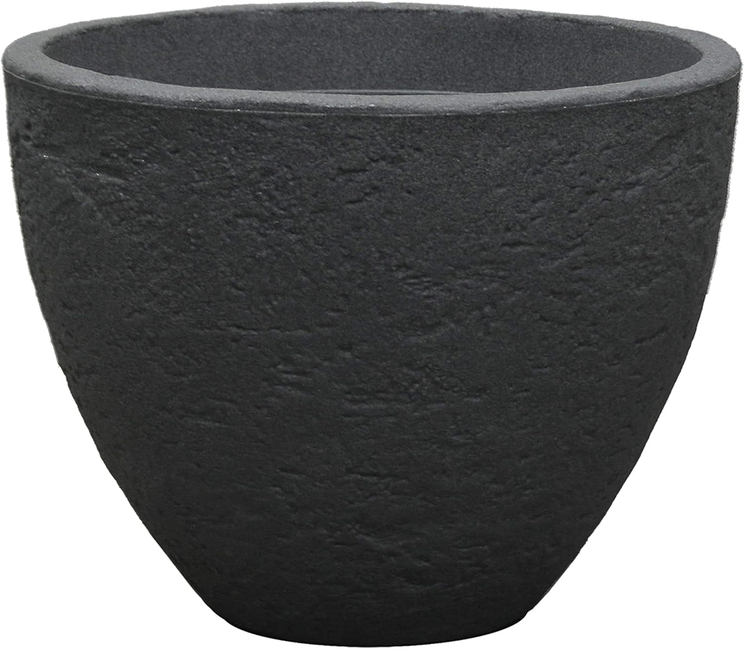 Dehner Doniczka kamienna, Ø 40 cm, wysokość ok. 31 cm, tworzywo sztuczne, kolor antracytowy