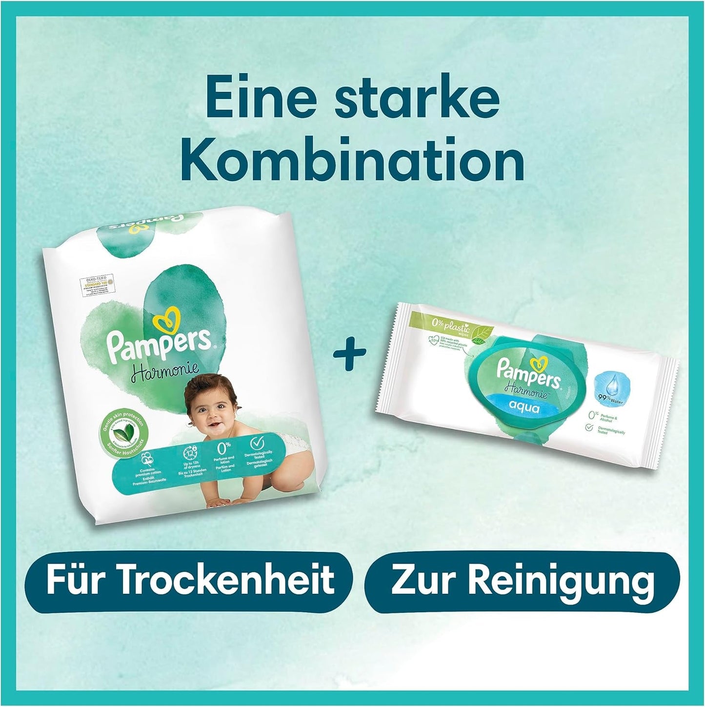 Pieluszki dla niemowląt Pampers, rozmiar 2 (4-8 kg), Harmony, pudełko Half Moon, delikatna ochrona skóry i składniki ziołowe, 240 sztuk