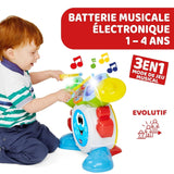 Chicco 00009820100000 Mi First Drum Set ze światłami i dźwiękami, 3 tryby gry Instrument muzyczny z baterią dla dzieci, wielokolorowy, duży Jucarii Bebe Naty Shop