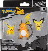 Pokemon PKW2778 Wybierz 3-pak z Pichu i Pikachu oraz 7,6 cm Raichu Battle Figurki Evolution Multipack Style 2 Figurki Naty Shop