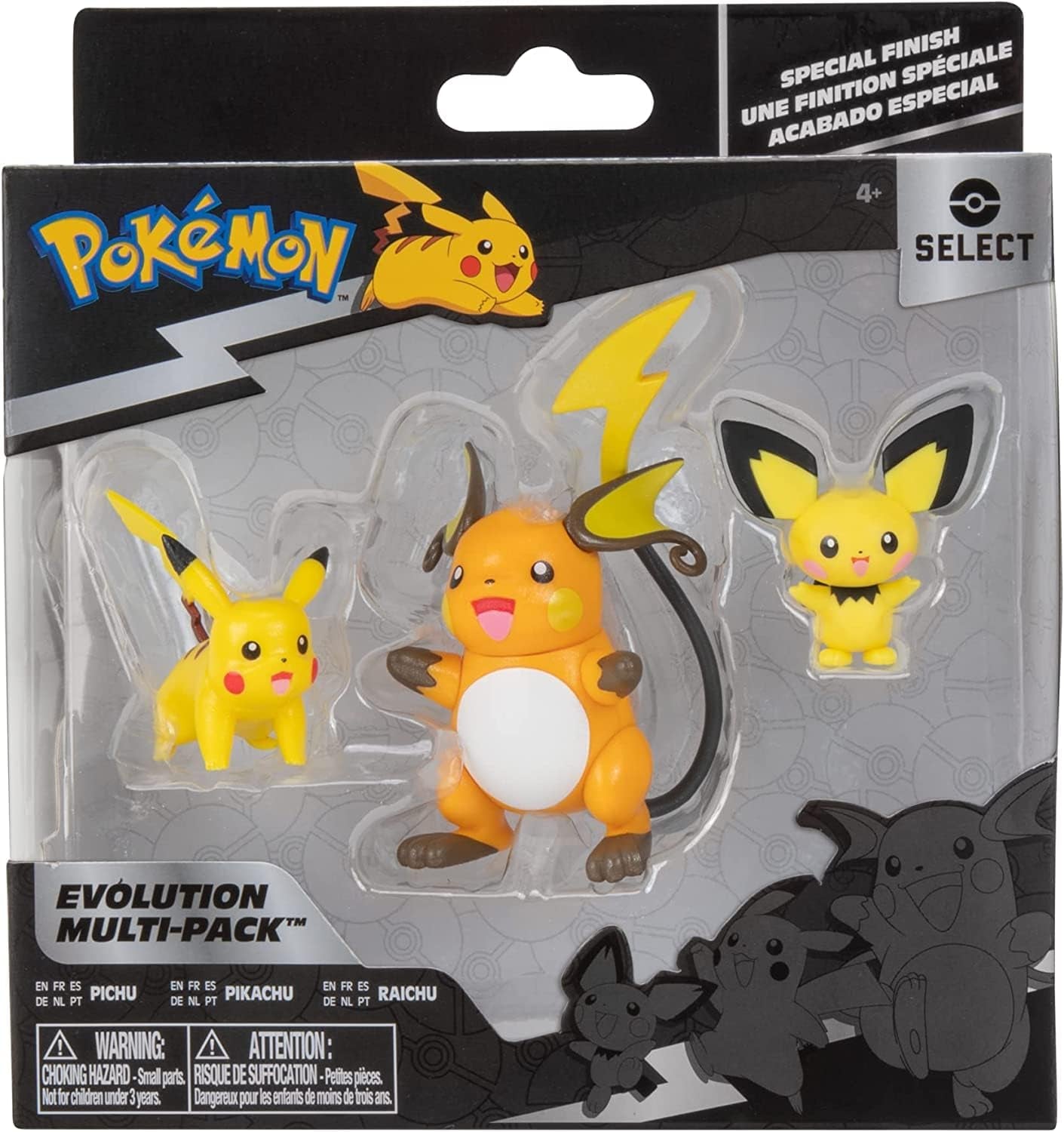 Pokemon PKW2778 Wybierz 3-pak z Pichu i Pikachu oraz 7,6 cm Raichu Battle Figurki Evolution Multipack Style 2 Figurki Naty Shop