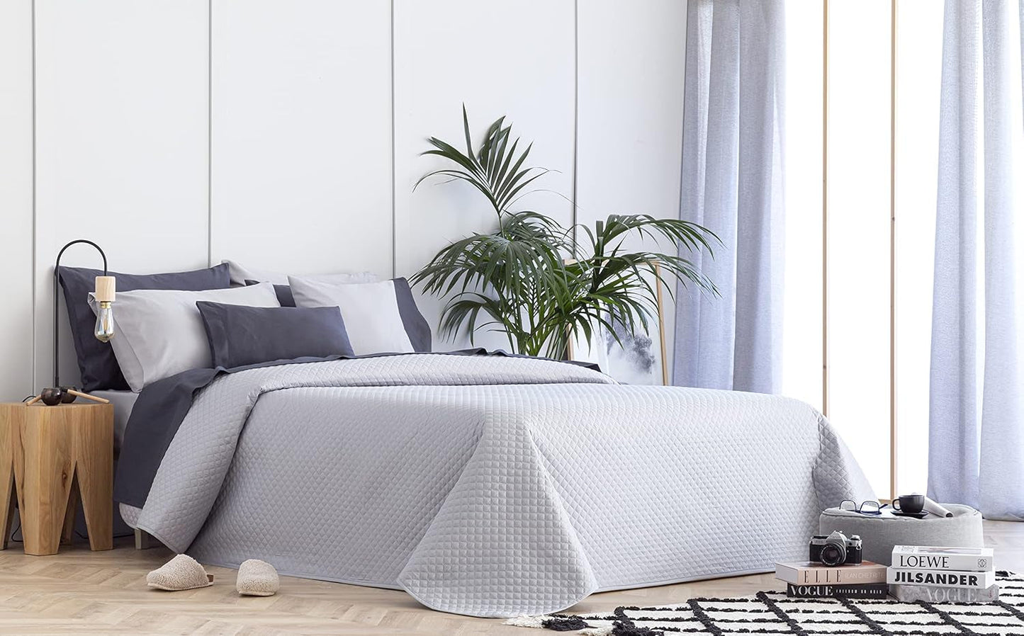 Todocama Fine Boutique Narzuta z wzorem w romby Wiosna Lato Jesień Zima 100% mikrofibra Bardzo miękka Wielofunkcyjna narzuta 105-200 X 260 cm Beżowe Łóżka i koce Besuche den Todocama-Store Jasnoszary Cama 105 - 200X260 cm