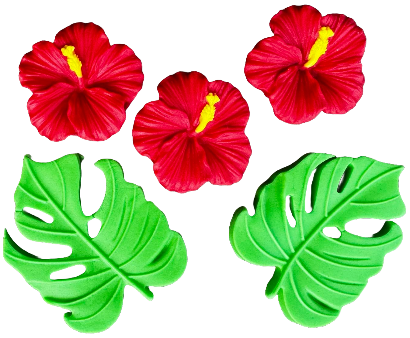 Zestaw 5 jadalnych dekoracji z cukru, dekoracje z pasty cukrowej hibiskusowej Naty Shop