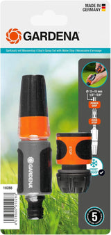 Gardena Zestaw natryskowy do węży 13 mm (1/2 cala) i 15 mm (5/8 cala): Zestaw natryskowy do czyszczenia z Aquastopem do szybkiej wymiany przyłącza (18288-20)