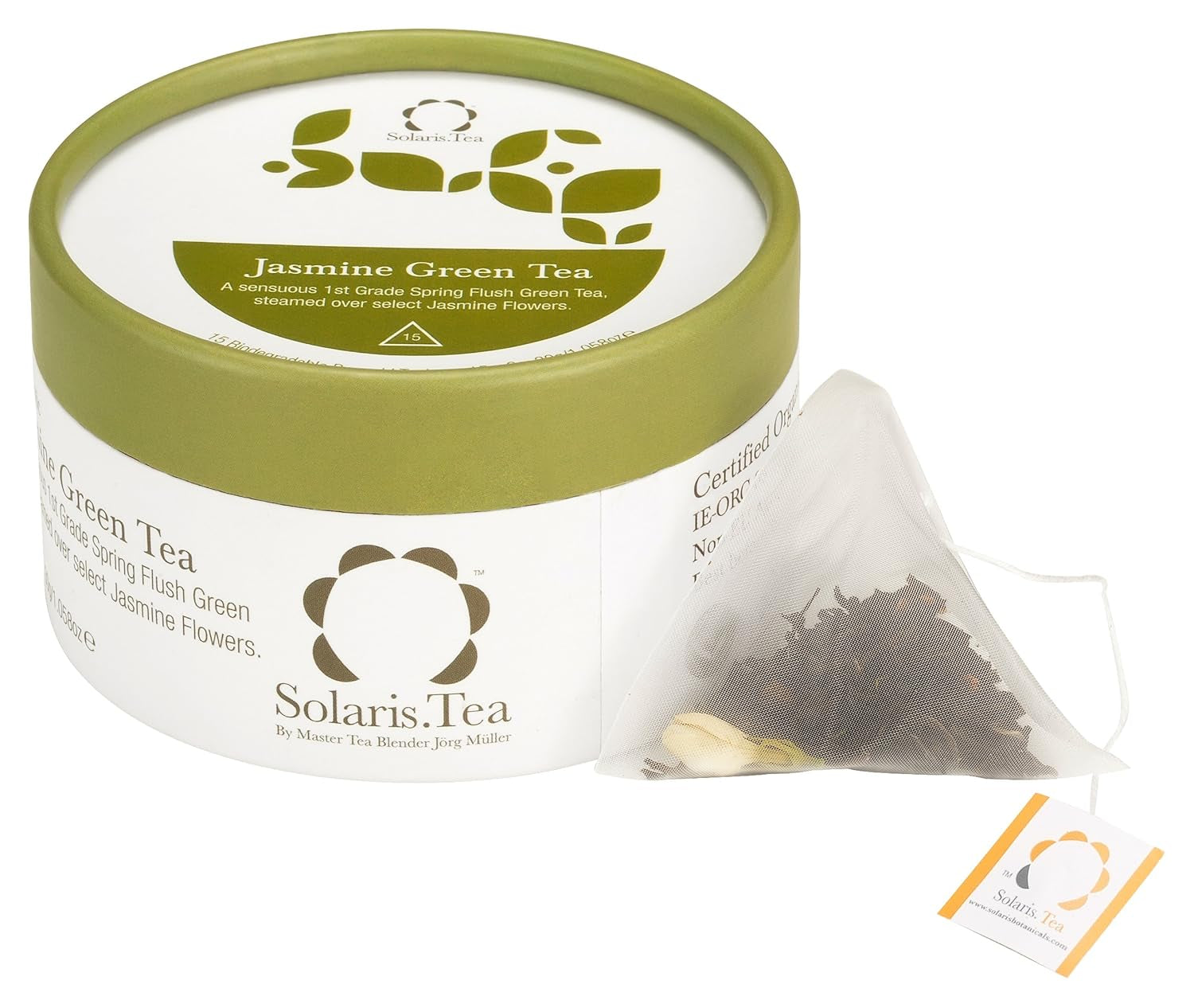Organiczna zielona herbata jaśminowa 15 jedwabnych torebek z herbatą 1 opakowanie (1 x 30 g)