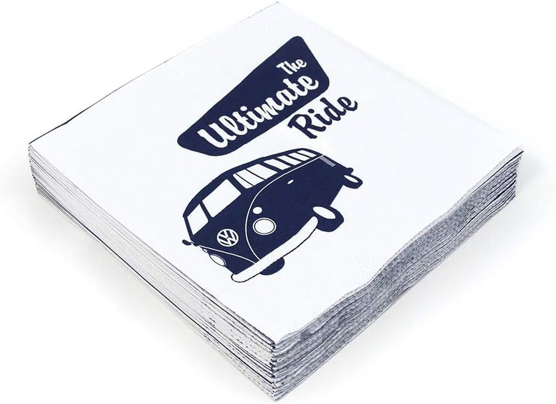 Kolekcja BRISA VW - Serwetki stołowe Volkswagen T1 Bus (paski Samba/czerwony/3 warstwy)