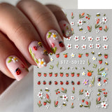 JMEOWIO 3D Nagelsticker Blumen Frucht Nail Art Naklejka Selbstklebend Nagelaufkleber 5D Stereoskopisch Dekoration Nageldesign Zubehör 4 Blatt
