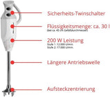 ESGE Zauberstab P 200 Profi, Stabmixer Weiß Inkl. Zubehör, Bis Zu 17,000 U/Min, 90860, Weiß/Grau Kitchen Naty Shop