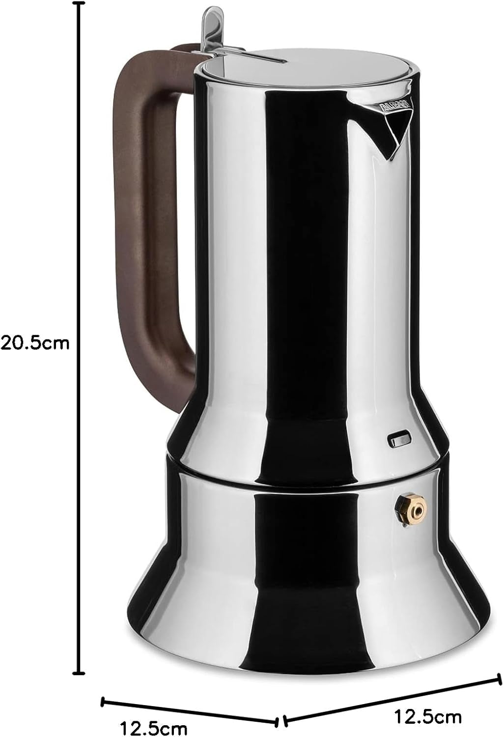 Alessi 9090/6 Espresso z 6 filiżankami na indukcję, stal nierdzewna, srebro, 15,5 x 13,5 x 27 cm