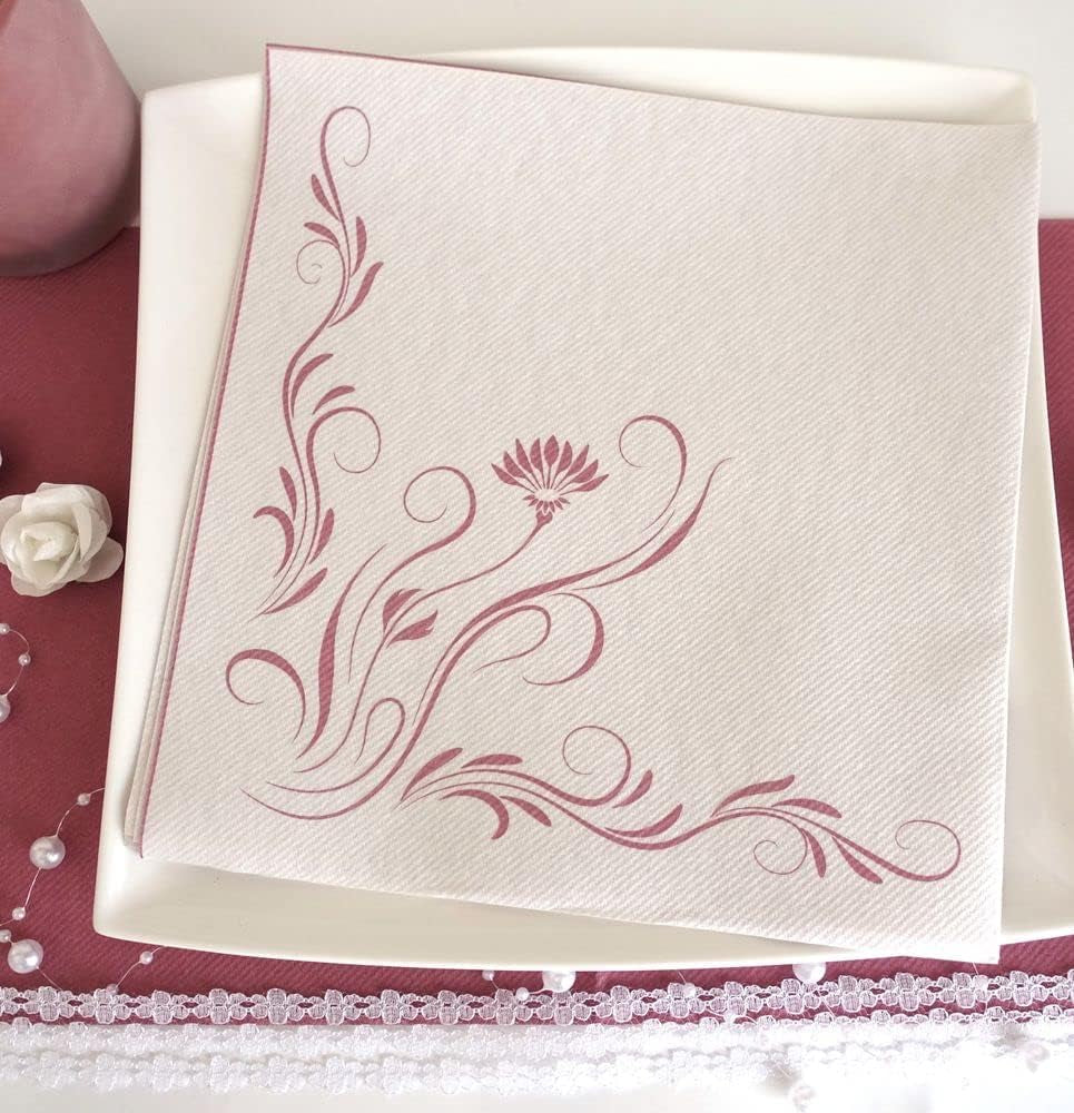 Appartina Elegantia 40X40 cm Serwetki przypominające tkaninę, wysokiej jakości serwetka ślubna, serwetki ślubne przypominające tkaninę Jednorazowe serwetki na różne okazje (ciemnoróżowy)