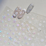 JMEOWIO 3D Nagelsticker Aurora Muschel Seestern Nail Art Naklejka Selbstklebend Nagelaufkleber 5D Stereoskopisch Ozean Thema Dekoration Nageldesign Zubehör 1 Blatt
