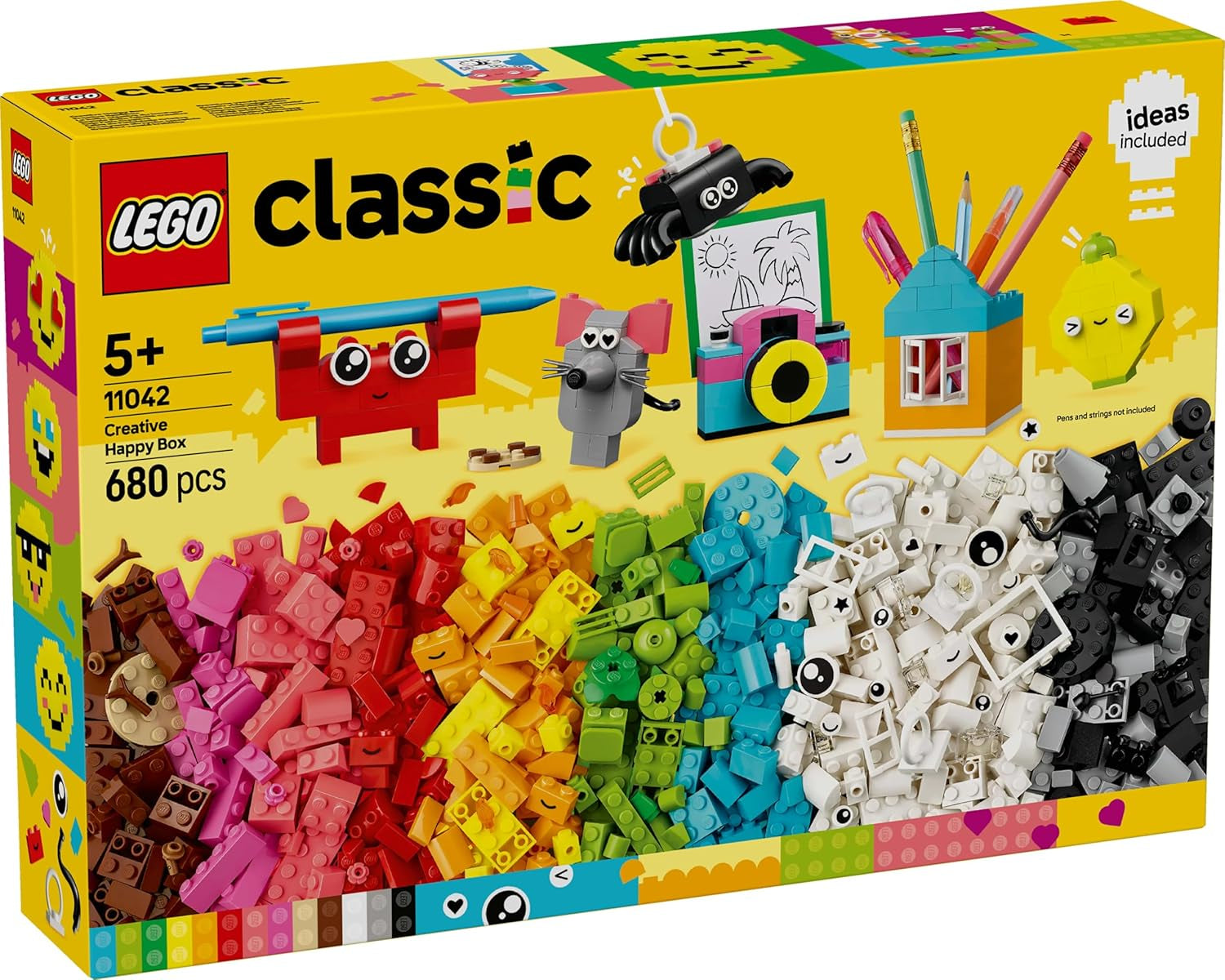 Kreatywne pudełko LEGO Classic, kolorowe klocki do pomysłowego odgrywania ról, zestaw do budowania dla początkujących, zabawki dla dziewcząt i chłopców od 5 lat, modele do ponownego budowania 11042 Zestawy do budowania Besuche den LEGO-Store