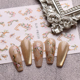 JMEOWIO Nagelsticker Blumen Glitzer 9 Blatt Nail Art Naklejka Selbstklebend Nagelaufkleber Frühling Sommer Blumen Dekoration Nageldesign Zubehör