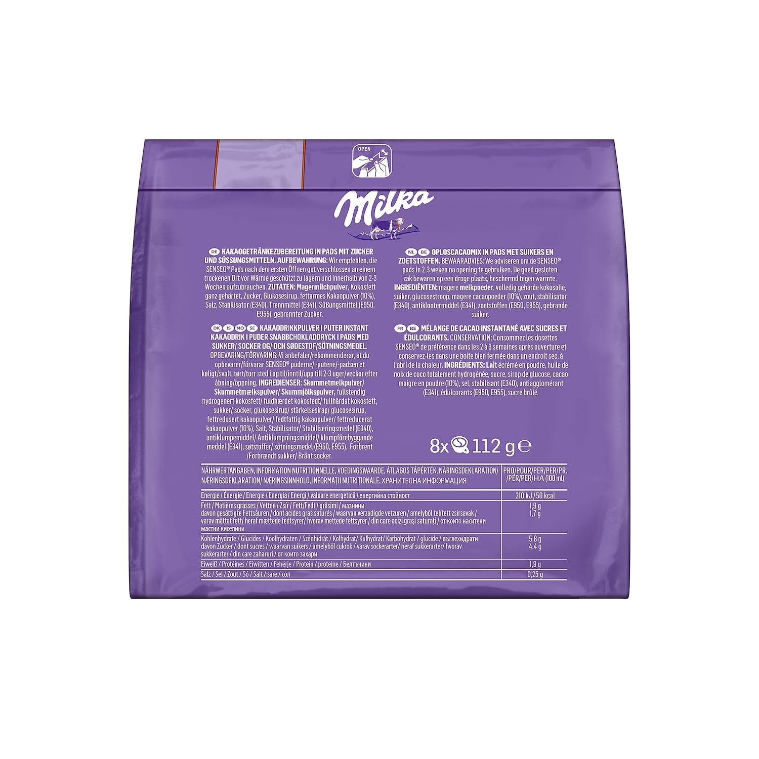 Płatki Senseo Milka Kakao, 5 x 8 Getränke, 40 kapsułek Kaffeepad