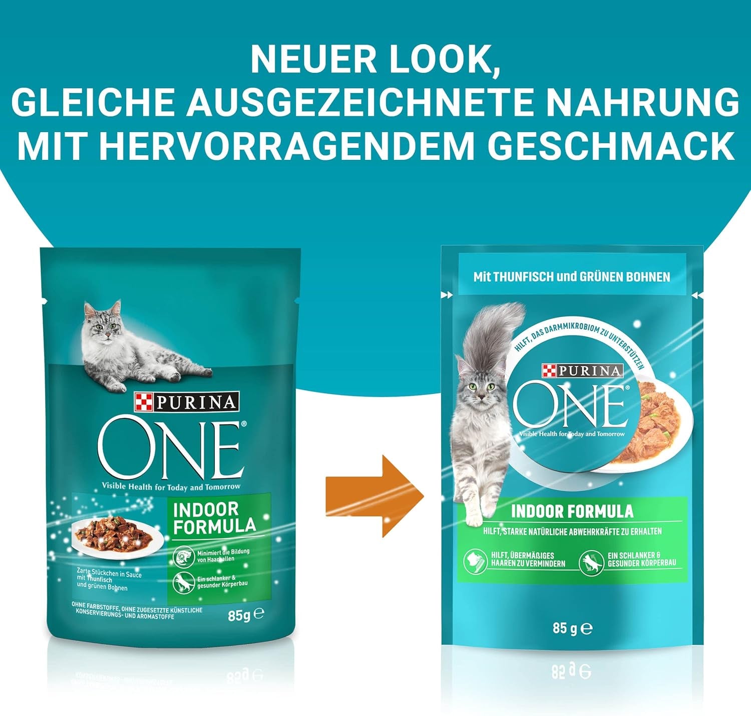 PURINA ONE Mokra karma dla kotów formuła do użytku domowego, delikatne kawałki w sosie dla domowych kotów z tuńczykiem, opakowanie 26 szt. (26 x 85 g)