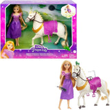 Disney Princess HMV99 - ruchoma lalka Roszpunka i wieża do zabawy z zabawą dookoła, 6 obszarów do zabawy i 15 akcesoriów, inspirowane filmem Disneya, zabawki dla lalek 3-letnich Lalki Naty Shop Koń Roszpunka