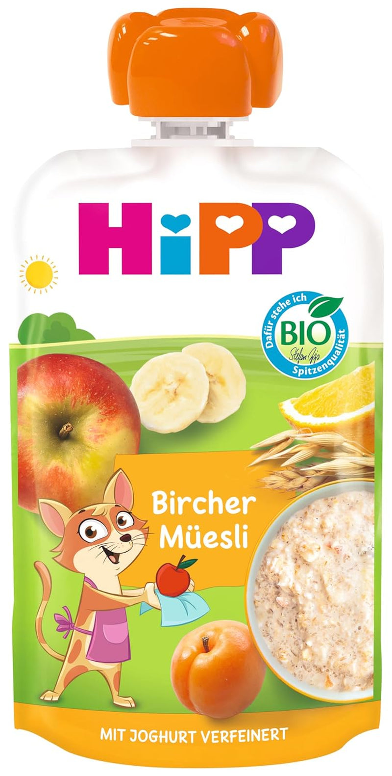 HiPP Bircher Muesli, wyciskane saszetki od 1 roku (8 x 100g)