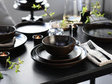 CreaTable, 21249, seria Natura Organic RUSTY, 12-częściowy zestaw naczyń obiadowych dla 4 osób, zestaw talerzy porcelanowych, można myć w zmywarce i używać w kuchence mikrofalowej, wyprodukowano w Europie