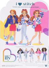Modne lalki Disney ILY 4EVER Stitch z rudymi włosami, wysokością 29 cm, 13 punktami artykulacji, dwoma kompletnymi strojami do łączenia i dopasowywania oraz błyszczącym pierścionkiem Mickey dla Ciebie!