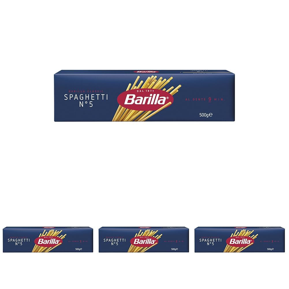 Barilla Pasta Klassische Spaghetti n.5 aus wysokiej jakości Hartweizen immer al dente, (1 x 500 g), bez smaku