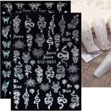 6 Blatt Schmetterling Nagelsticker Selbstklebend Laser Silber Schmetterlings Nagelaufkleber 3D Aurora Silber Schwarz Schmetterlinge Nagel Naklejki Frühling Nageldesign Naklejka na paznokcie Nail Art Zubehör