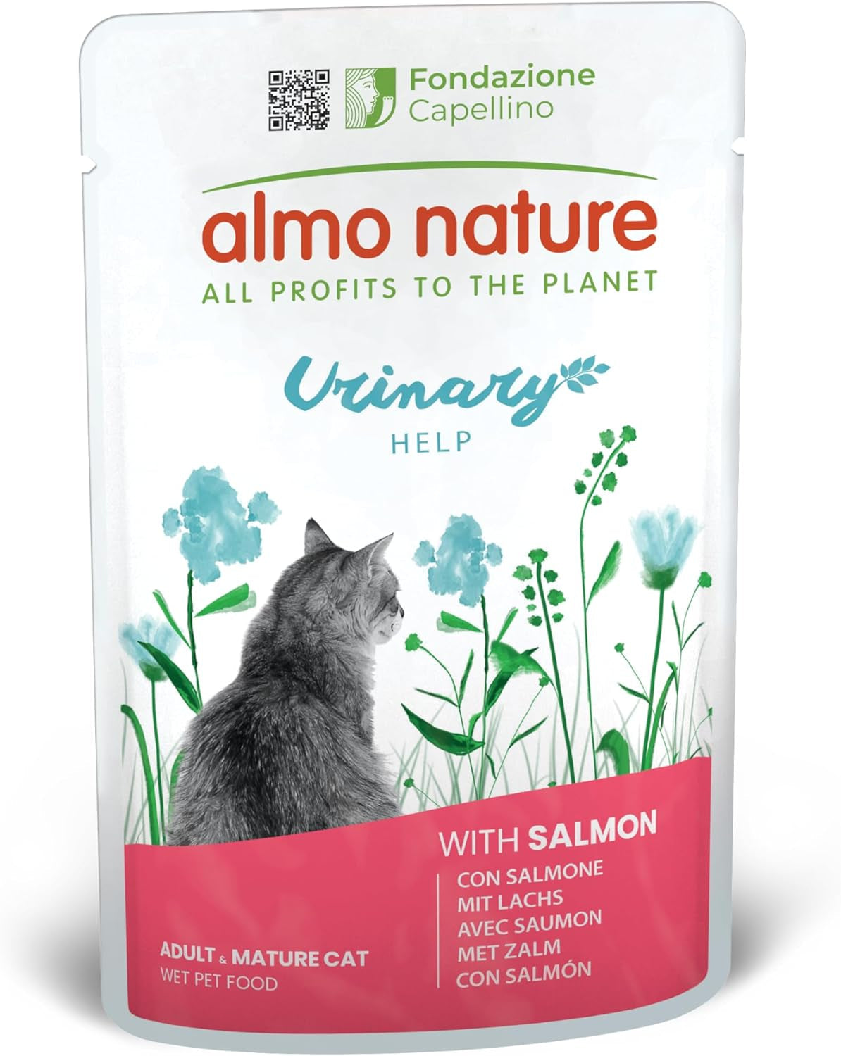 almo nature Functional Urinary Help - Mokra karma dla dorosłych kotów z łososiem - Wspomaga zdrowie dróg moczowych - 30 saszetek po 70 g