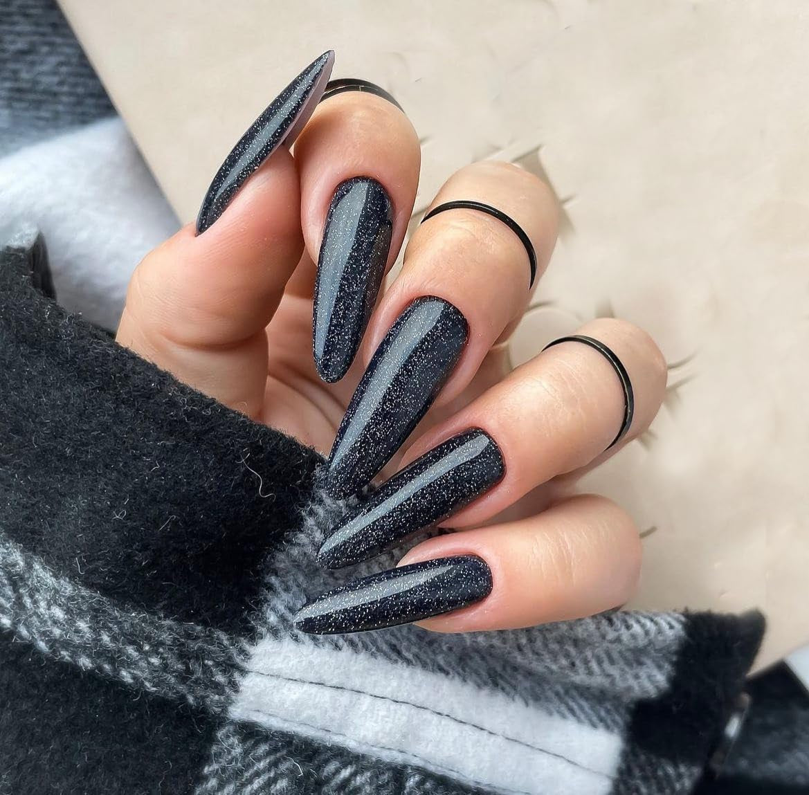 Moonglow długie paznokcie szpilka mlecznobiały różowy gradientowy brokat fajne sztuczne paznokcie z klejem różowy Ombre brokat sztuczne paznokcie