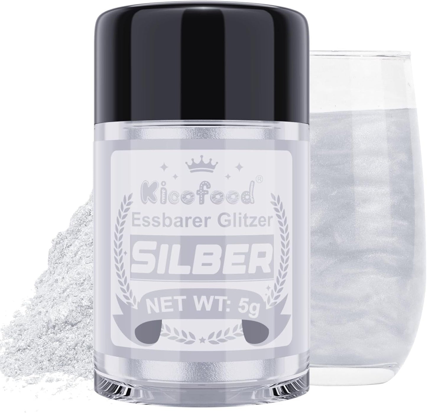 Kicofood, brokat jadalny, 5 gramów, różne kolory Glitter Naty Shop Silver